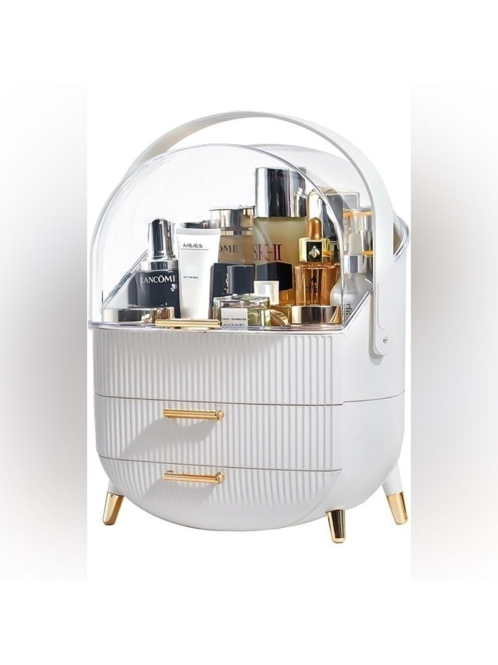 Makeup Organizer, Portable Countertop Display Case with Cover and Drawers New - Picture 1 of 8